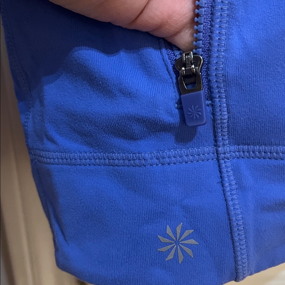 Athleta Girl Periwinkle and Aqua Striped Jacket - Picture 3 of 9
